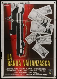 5j475 LA BANDA VALLANZASCA Italian 1p 1977 cool Calma art of smoking gun by stacks of cash!
