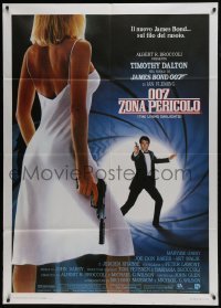 5j495 LIVING DAYLIGHTS Italian 1p 1987 Tim Dalton as James Bond & sexy Maryam d'Abo w/gun!