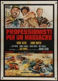 5j541 PROFESSIONALS FOR A MASSACRE Italian 1p 1967 Gasparri art of Hilton, Martin & Edd Byrnes!