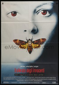 5j570 SILENCE OF THE LAMBS Italian 1p 1990 great image of Jodie Foster with moth over mouth!