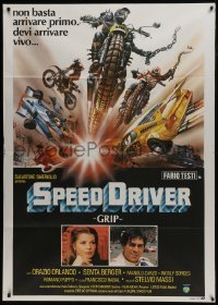 5j579 SPEED DRIVER Italian 1p 1980 Fabio Testi, Senta Berger, wild car & motorcycle racing art!