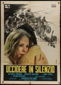 5j598 TO KILL IN SILENCE Italian 1p 1972 art of biker gang terrorizing by Enrico De Seta!