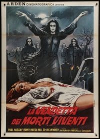 5j607 VENGEANCE OF THE ZOMBIES Italian 1p 1973 different art of undead army over near-naked woman!