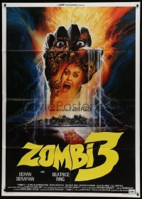 5j625 ZOMBI 3 Italian 1p 1987 directed by Lucio Fulci, cool demons-in-hand horror artwork!