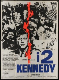 5j167 2 KENNEDYS Italian 2p 1969 montage of John & Robert Kennedy + Martin Luther King Jr, dayglo!
