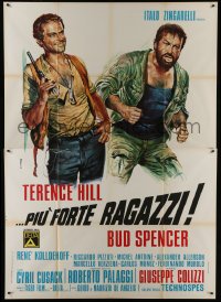 5j173 ALL THE WAY BOYS Italian 2p 1973 Casaro art of Terence Hill holding gun & Bud Spencer!