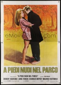 5j180 BAREFOOT IN THE PARK Italian 2p R1970s different Nistri art of Robert Redford & Jane Fonda!