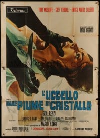 5j186 BIRD WITH THE CRYSTAL PLUMAGE Italian 2p 1970 Dario Argento, wild different art by P. Franco!