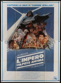 5j219 EMPIRE STRIKES BACK Italian 2p 1980 George Lucas sci-fi classic, cool artwork by Tom Jung!