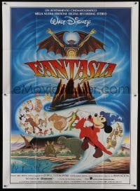 5j223 FANTASIA Italian 2p R1980s Disney cartoon classic, completely different montage art!