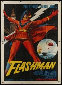 5j226 FLASHMAN Italian 2p 1967 full-length art of wacky Italian costumed superhero by Big Ben!