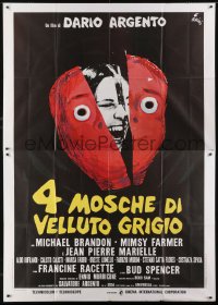 5j227 FOUR FLIES ON GREY VELVET Italian 2p 1971 Dario Argento, different art by Ercole Brini!