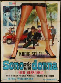 5j276 ONLY A WOMAN Italian 2p 1964 art of Maria Schell & photographer looking at her sexy legs!