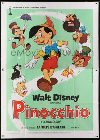5j284 PINOCCHIO Italian 2p R1970s Disney's classic cartoon wooden boy who wants to be real!