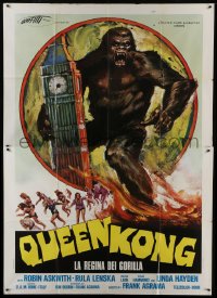 5j287 QUEEN KONG Italian 2p 1977 fantastic art of giant ape terrorizing Big Ben in London!