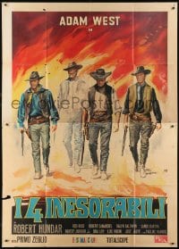 5j289 RELENTLESS 4 Italian 2p 1965 Adam West right before Batman, Gasparri spaghetti western art!