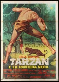 5j315 TARZAN & THE RAINBOW Italian 2p 1972 Crovato art of hero saving girl tied to tree by panther!