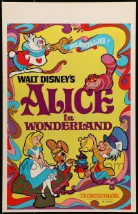 5j005 ALICE IN WONDERLAND WC R1974 Walt Disney, Lewis Carroll classic, cool psychedelic art!