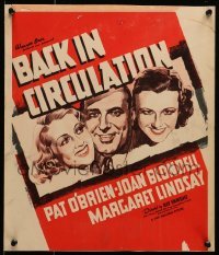 5j015 BACK IN CIRCULATION WC 1937 art of Pat O'Brien between Joan Blondell & Margaret Lindsay!