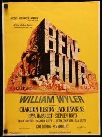 5j021 BEN-HUR WC 1960 Charlton Heston, William Wyler classic epic, cool chariot & title art!