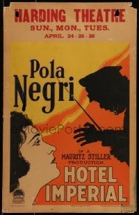 5j072 HOTEL IMPERIAL WC 1927 different art of Pola Negri & WWI officer's silhouette, ultra rare!