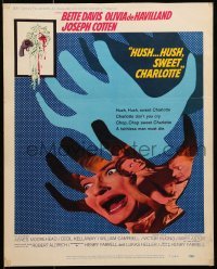 5j074 HUSH...HUSH, SWEET CHARLOTTE WC 1965 Bette Davis, Olivia de Havilland, Robert Aldrich!