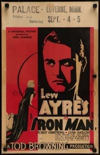 5j079 IRON MAN WC 1931 directed by Tod Browning, headshot of boxer Lew Ayres + sexy Jean Harlow!