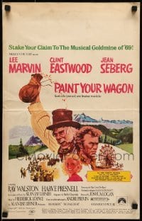 5j108 PAINT YOUR WAGON WC 1969 Ron Lesser art of Clint Eastwood, Lee Marvin & pretty Jean Seberg!