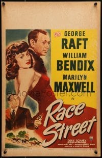 5j122 RACE STREET WC 1948 George Raft, sexy Marilyn Maxwell, Bendix with gun, horse racing art!