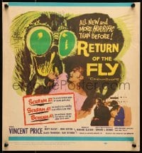 5j130 RETURN OF THE FLY WC 1959 Vincent Price, cool insect monster art, more horrific than before!