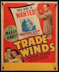 5j152 TRADE WINDS WC 1938 Fredric March, Joan Bennett on wanted poster with $100,000 reward!