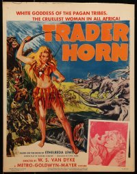 5j153 TRADER HORN WC R1953 W.S. Van Dyke, cool art of sexy Edwina Booth whipping + wild animals!