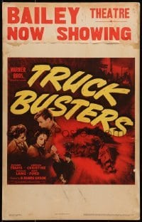 5j154 TRUCK BUSTERS WC 1942 Richard Travis, Virginia Christine, big rig drivers!
