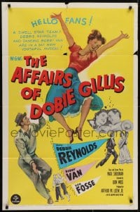 5k021 AFFAIRS OF DOBIE GILLIS 1sh 1953 Bobby Van, Bob Fosse, wacky art of Debbie Reynolds!