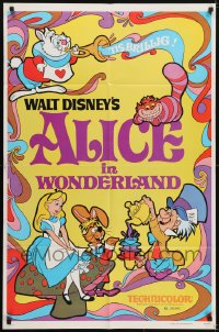 5k032 ALICE IN WONDERLAND 1sh R1981 Walt Disney Lewis Carroll classic, cool psychedelic art