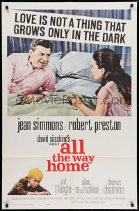 5k038 ALL THE WAY HOME 1sh 1963 romantic close up of sexy Jean Simmons & Robert Preston!
