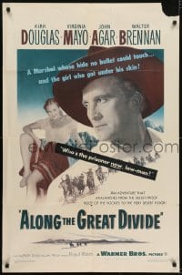 5k039 ALONG THE GREAT DIVIDE 1sh 1951 Kirk Douglas, Virginia Mayo, who's the prisoner now, law-man?