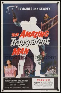 5k040 AMAZING TRANSPARENT MAN 1sh 1959 Edgar Ulmer, cool fx art of the invisible & deadly convict!