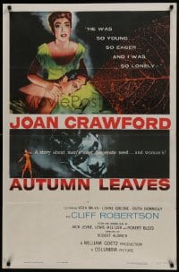 5k056 AUTUMN LEAVES 1sh 1956 Cliff Robertson was young and Joan Crawford was lonely!
