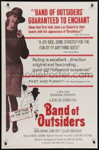 5k065 BAND OF OUTSIDERS 1sh 1966 Jean-Luc Godard's Bande a Part, Anna Karina!