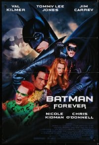 5k073 BATMAN FOREVER 1sh 1995 Val Kilmer, Tommy Lee Jones, Jim Carrey, O'Donnell, Nicole Kidman!