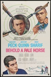 5k078 BEHOLD A PALE HORSE 1sh 1964 Gregory Peck, Anthony Quinn, cool Terpning artwork!