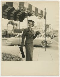 5m814 BARBARA BRITTON deluxe 11x14 still 1954 great candid outside the Brown Derby Restaurant!