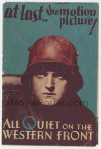 5m232 ALL QUIET ON THE WESTERN FRONT herald 1930 Lew Ayres, Lewis Milestone World War I classic!