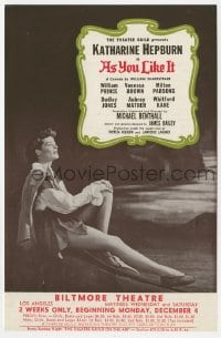 5m332 AS YOU LIKE IT stage play herald 1950 Katharine Hepburn stars in Shakespeare in Los Angeles!