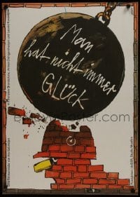 5p444 RAZ NA RAZ NE PRIKHODITSYA East German 23x32 1989 Ara Gabrielyan, wild wrecking ball artwork!