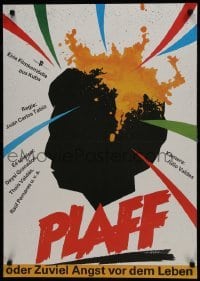 5p453 TOO AFRAID OF LIFE OR SPLAT East German 23x32 1989 Juan Carlos Tabio, wacky artwork!