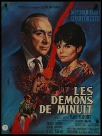 5p606 MIDNIGHT FOLLY French 22x30 1961 Jean Mascii art of Charles Boyer & Pascale Petit!