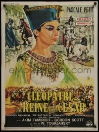 5p618 QUEEN FOR CAESAR French 24x32 1963 great Casaro art of sexy Pascale Petit as Cleopatra!