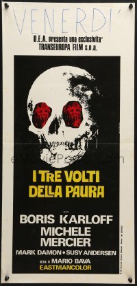 5p838 BLACK SABBATH Italian locandina R1970s Boris Karloff, Mario Bava, wild art of skull!